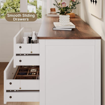gizoon farmhouse 7 drawers dresser, white chest of showing dimensions