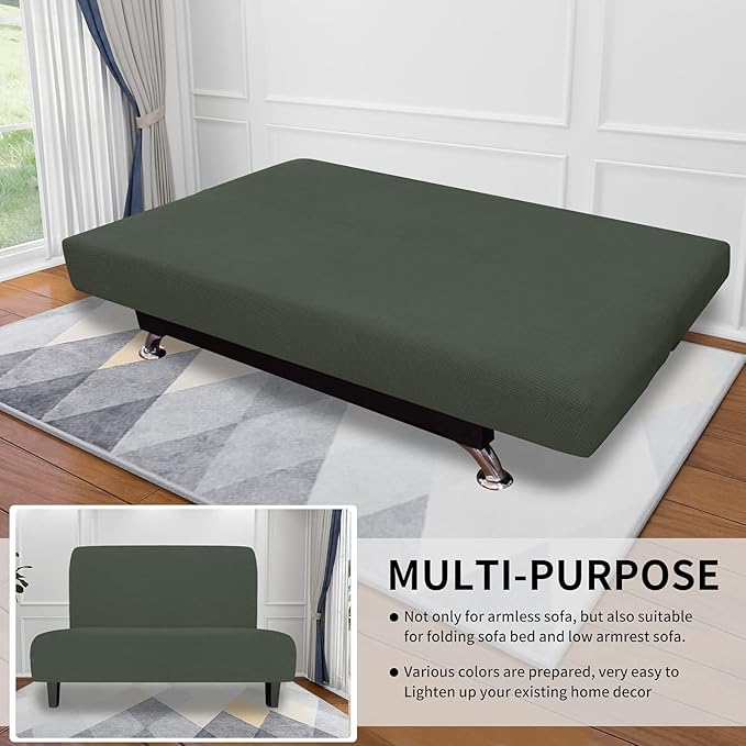 Easy-Going Stretch Futon Slipcover Armless Futon Bed Cover Furniture Protector - Image 4