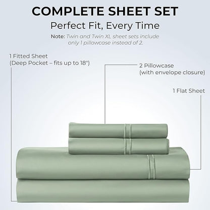 100% Natural Cotton Sheets Queen Size Bed Set | 500 TC Single-Ply Sateen Weave - Image 3