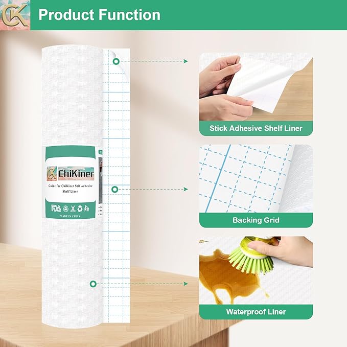 Self-Adhesive Shelf Liner Kitchen Liner, Waterproof Backed Paper Easy Peel and - Image 2