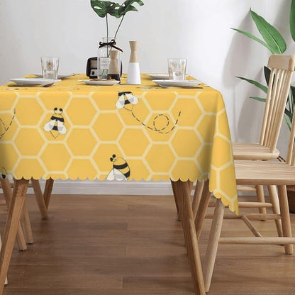 Honey Cute Yellow Bees Tablecloth Honeycombs Funny Bee Bumblebee Beehive Table - Image 4