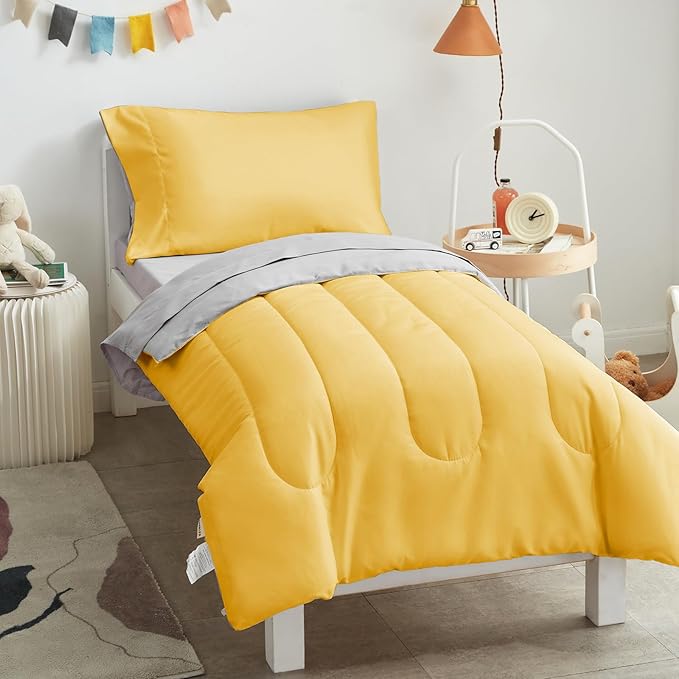 UOZZI BEDDING Yellow 4 Pieces Toddler Bedding Set Ultra Soft and Breathable - Image 6