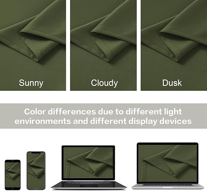 DUALIFE Olive Dark Green Curtains 105 Length 2 Panels, 52 by 105 Inches Long - Image 6
