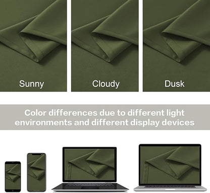 DUALIFE Olive Green Curtains 102 Inches Long 2 Panels Set, Room Darkening - Image 6