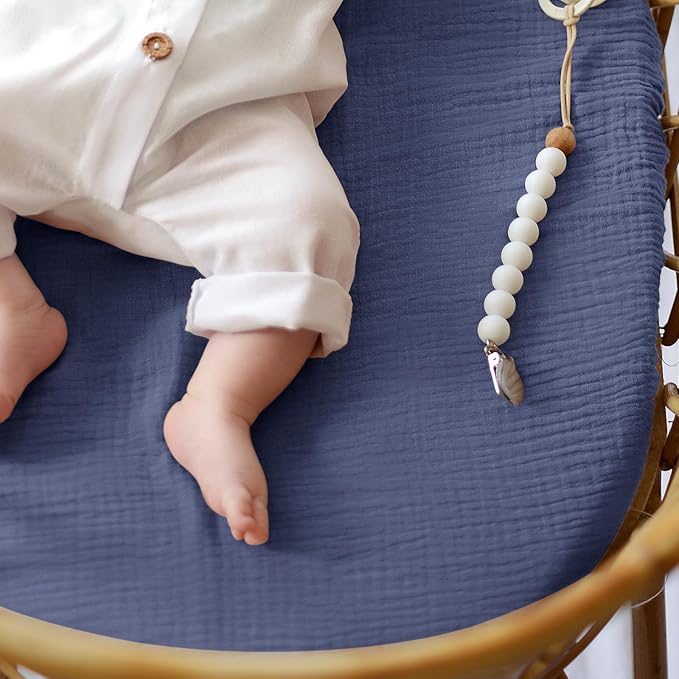 lulumoon Baby Muslin Bassinet Sheets: Cotton Bassinet Sheets Neutral - Image 8