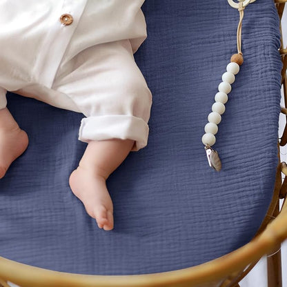 lulumoon Baby Muslin Bassinet Sheets: Cotton Bassinet Sheets Neutral - Image 8