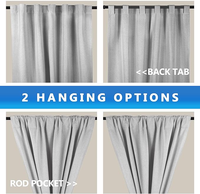 Linen 100% Blackout Curtains for Bedroom, Back Tab/Rod Pocket Curtain for - Image 4