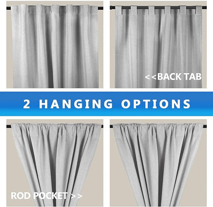 Linen 100% Blackout Curtains for Bedroom, Back Tab/Rod Pocket Curtain for - Image 4