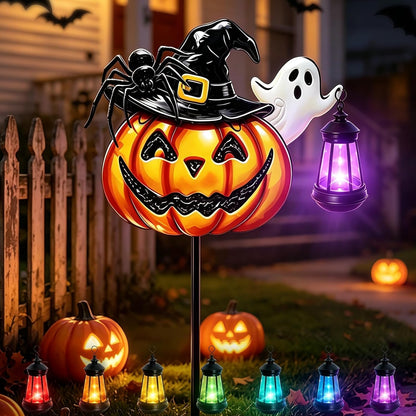 Solar Halloween Pumpkin Outdoor Lights Jack O Halloween Garden Stake Lights