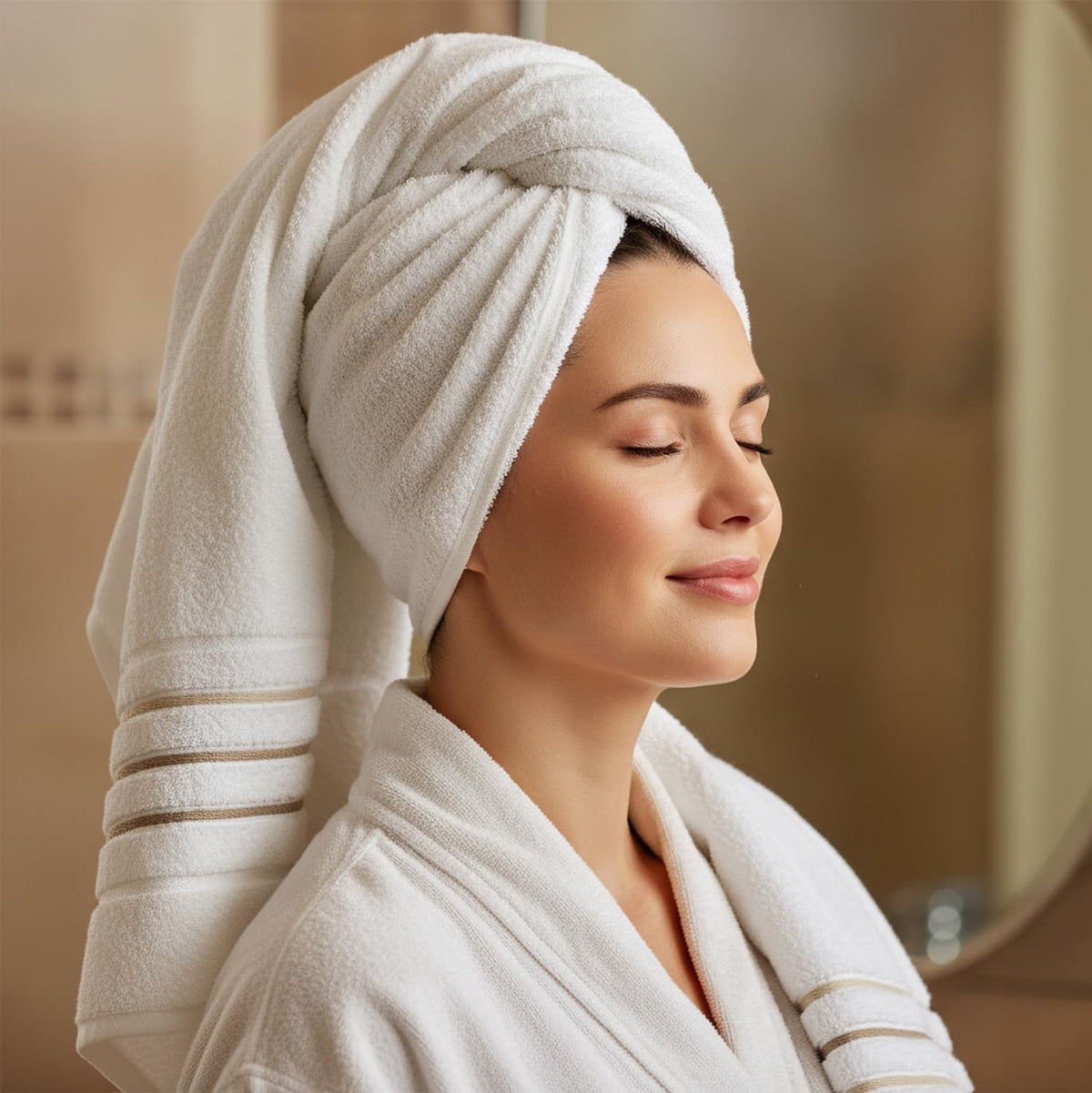 bath towels set for bathroom – luxury 6-piece, close-up detail
