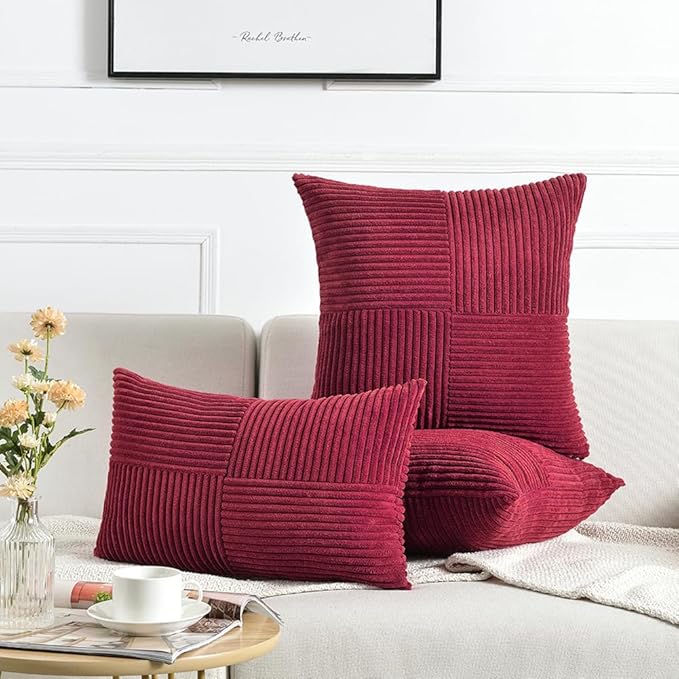 Fancy Homi 2 Packs Burgundy Long Lumbar Decorative Throw Pillow Covers 12x24 - Image 6