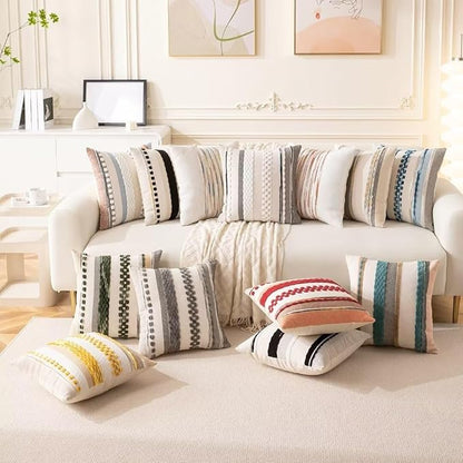 Boho Throw Pillow Covers 18x18 Set of 2 Farmhouse Decorative Cushion Case - Image 6