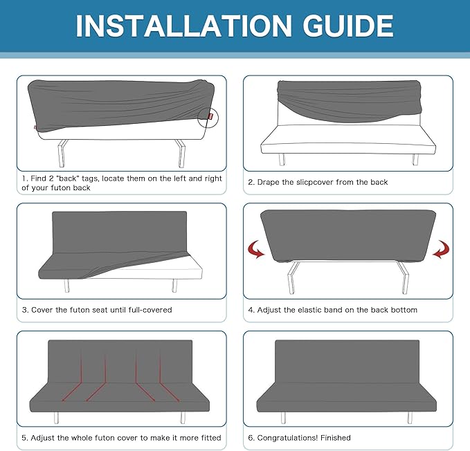 H.VERSAILTEX 100% Waterproof Stretch Futon Slipcover Armless Sofa Cover - Image 7