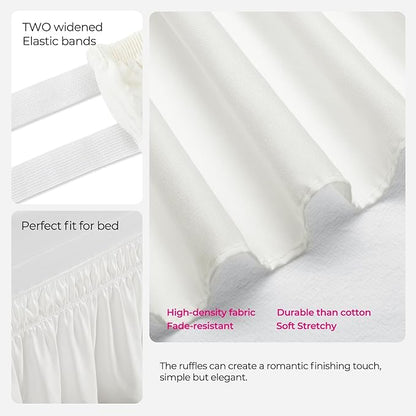 RIMELA Dorm Bed Skirt Twin XL 46 Inch Drop, Warm White Bedskirt Solid Silky - Image 7