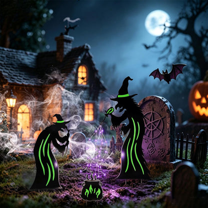 Juegoal Halloween Decorations Outdoor, 3 Pack Metal Witch Yard Stakes