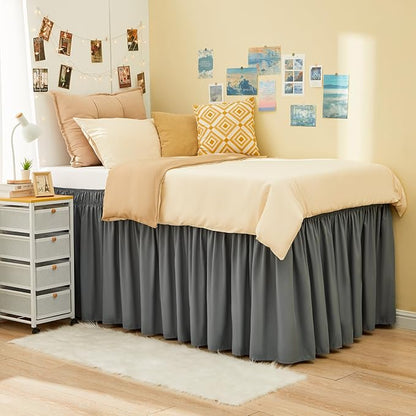 RIMELA Dorm Bed Skirt Twin XL 18 Inch Drop, Extra Long Wrap Around Elastic Bed - Image 8