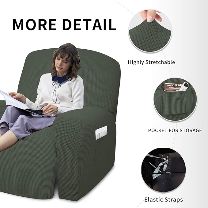 Easy-Going 4 Pieces Oversized Recliner Stretch Sofa Slipcover Sofa Cover - Image 4