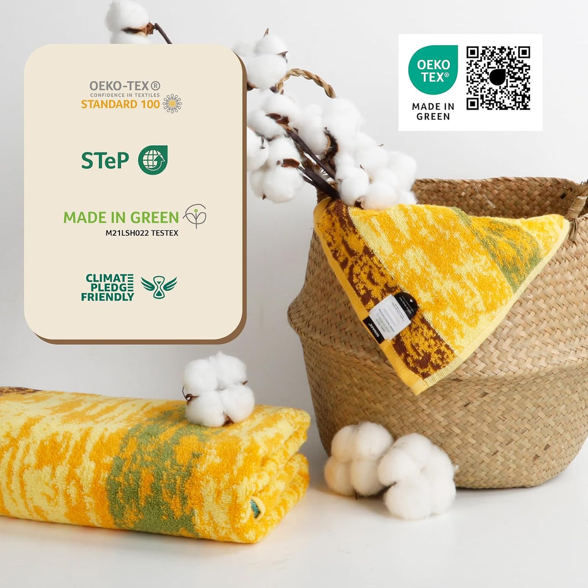 cotton bath towels with hanging loop, 55 x on a desk or shelf