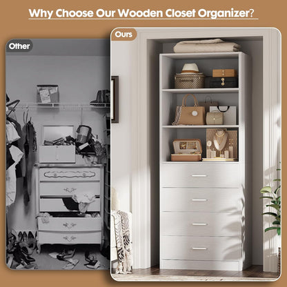 aheaplus closet drawers system, 21.3" wood closet organizer on a desk or shelf