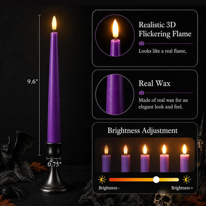 Halloween Decor Indoor, Halloween Decorations, Flameless Taper Candles, 6Pc