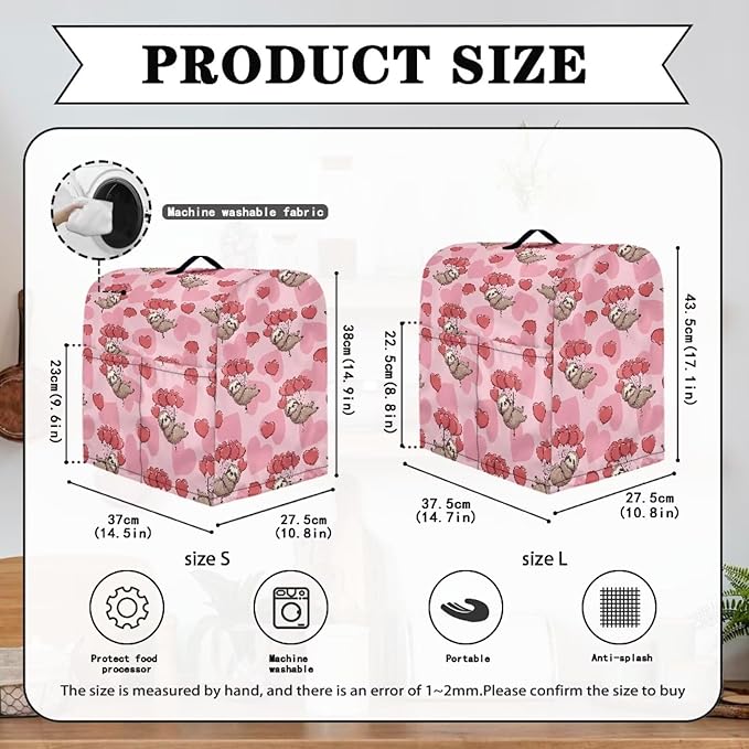 Funny Sloth with Hearts Mixer Cover Stand Mixer Dust Proof Covers with Handle - Image 6