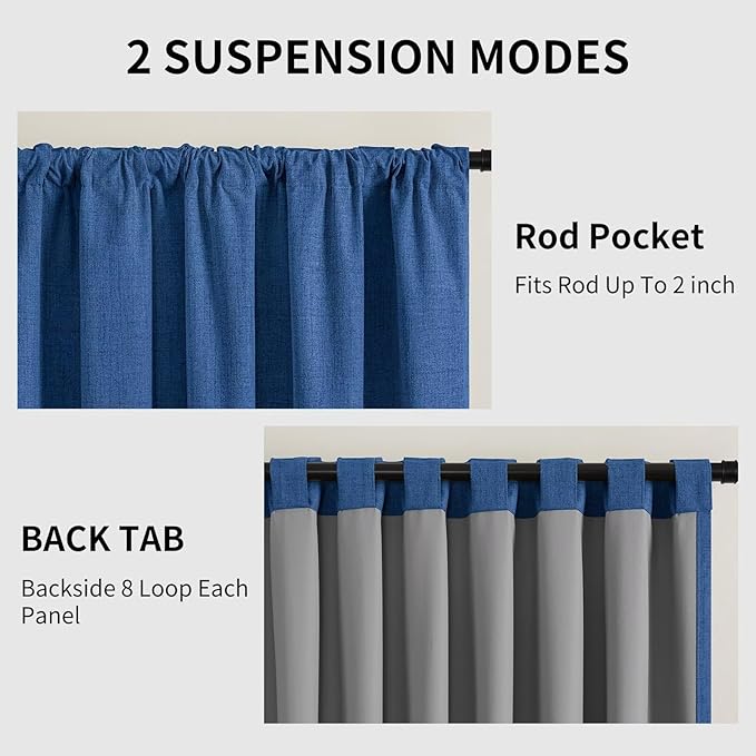 CUCRAF Custom Linen 100% Total Blackout Curtains, Light Blocking Drapes Thermal - Image 3