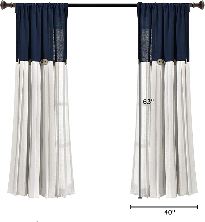 Lush Decor Linen Button Window Curtain Panel, Bedroom & Dining Room - Image 9