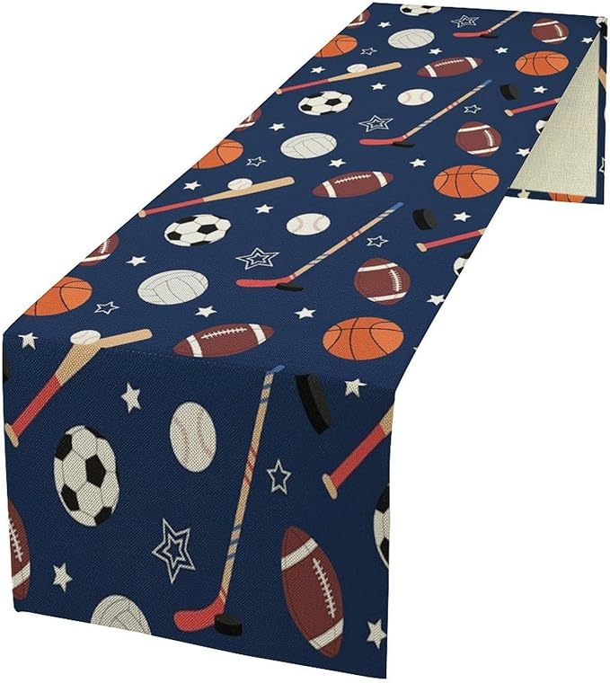 Sport Table Runner Basketball Soccer Baseball Football Hockey Sports Game Days by moderw
