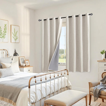youngstex linen farmhouse blackout curtains 63 inch length, side view
