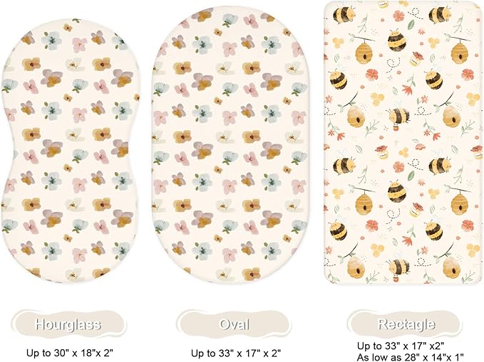 Bassinet Sheets for Baby Girls Boys 2 Pack, Fitted Baby Mattress Sheet for - Image 2