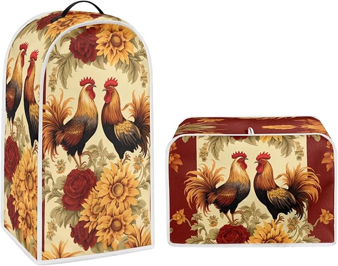 Rooster Toaster and Blender Cover Set Washable Coffee Maker Appliance Covers by Pointodoor