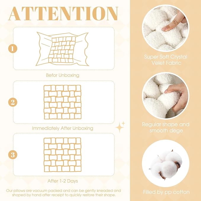 Wenqik 2 Pcs Knot Pillows Square Knotted Plush Throws Soft Accent Pillows - Image 2