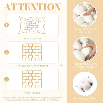 Wenqik 2 Pcs Knot Pillows Square Knotted Plush Throws Soft Accent Pillows - Image 2