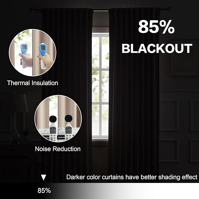 DUALIFE Room Darkening Curtains/Drapes 102 Inches Long, Light Blocking Privacy - Image 6