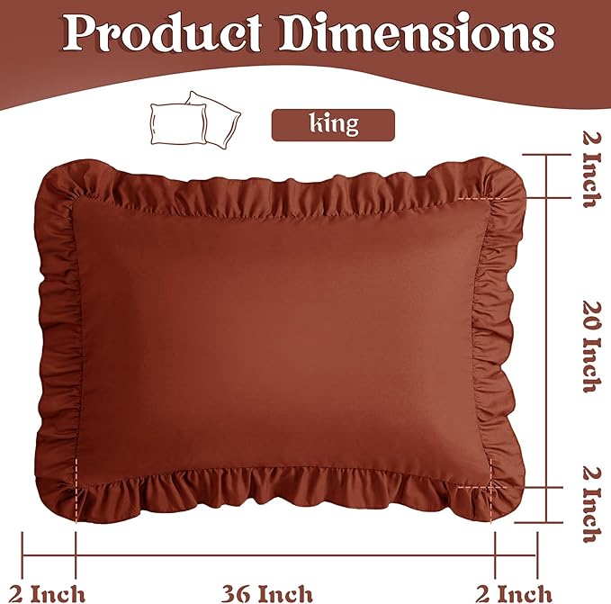 KKJIAF Ruffle Pillow Cases King Size Set of 2, Ruffled Pillow Covers - Image 3