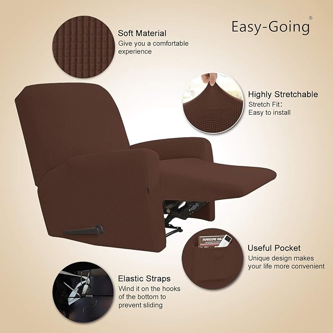 Easy-Going Recliner Stretch Sofa Slipcover Sofa Cover 4-Pieces Furniture - Image 3