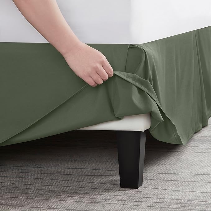 Nestl Olive Green Bed Skirt Queen Size - Image 5