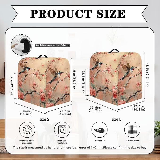 Hummingbird with Flower Mixer Covers Washable Stand Mixer Dust Cover Fit - Image 6