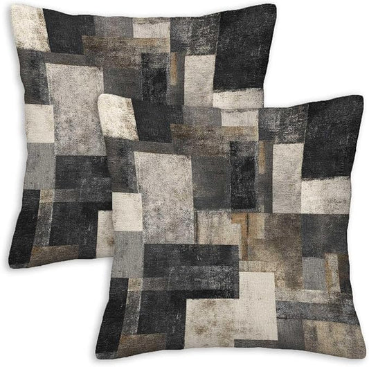 Throw Pillow Covers 18x18 Set of 2, Vintage Check Cushion Covers, Decorative by Unknown