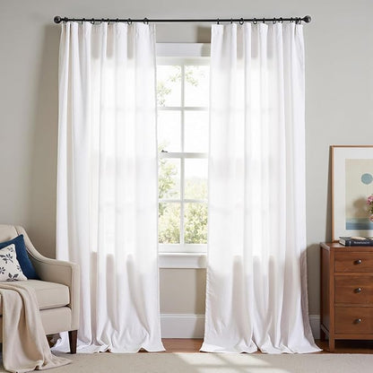 jinchan Linen Blend Curtains 108 inch Extra Long 2 Panels by JINCHAN