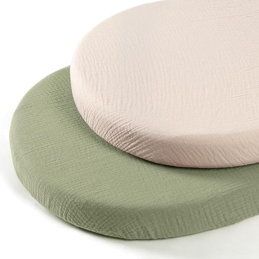 lulumoon Baby Muslin Bassinet Sheets: Cotton Bassinet Sheets Neutral by Lulumoon