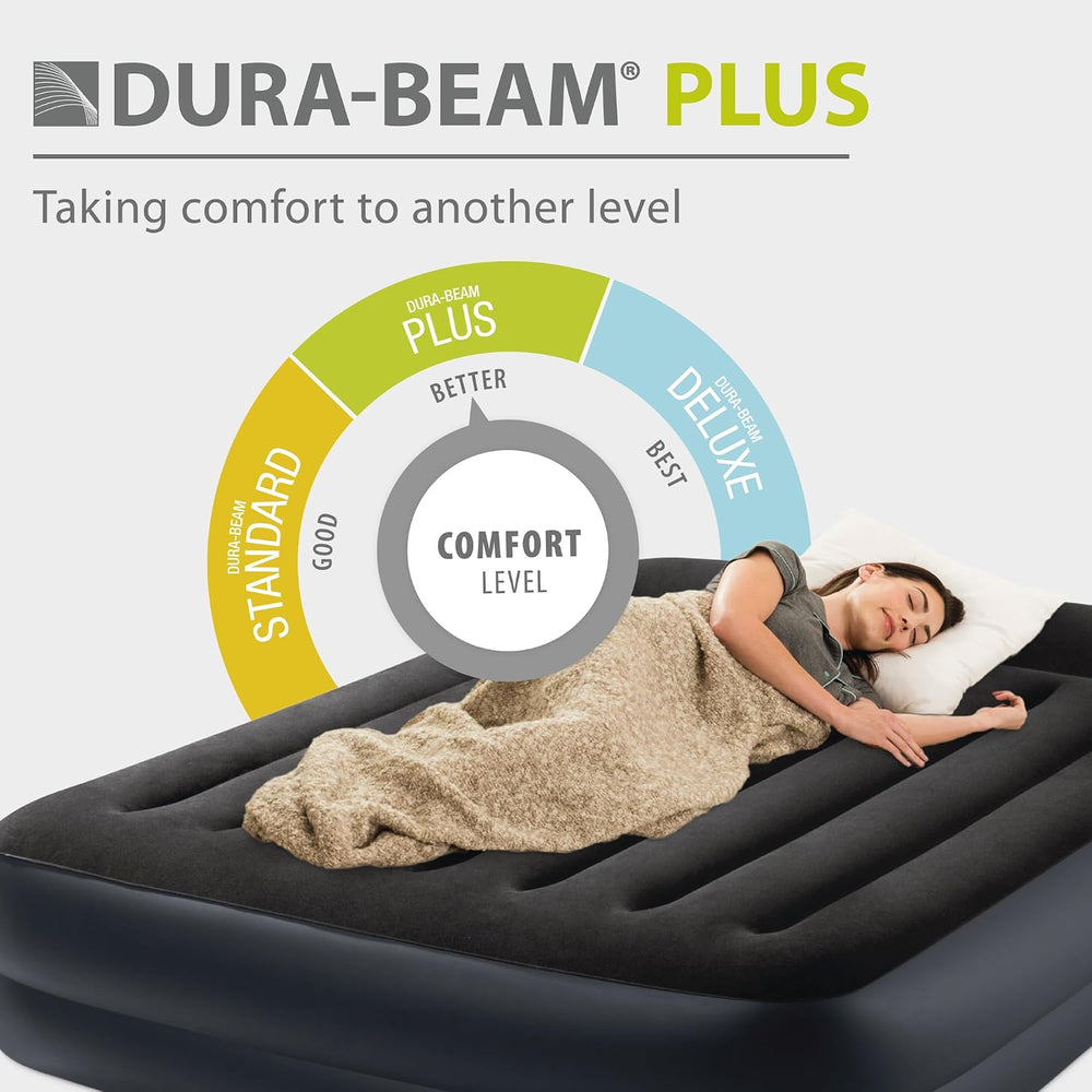 Intex 64123ED Dura-Beam Plus Pillow Rest Air Mattress: Fiber-Tech – Queen Siz...