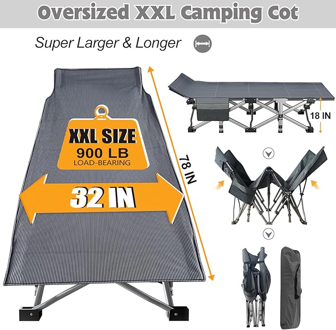ABORON XXL Camping Cot for Adults 900LBS - Image 4