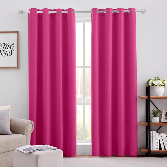 HOMEIDEAS Raspberry Blackout Curtains, Hot Pink Curtains by HOMEIDEAS