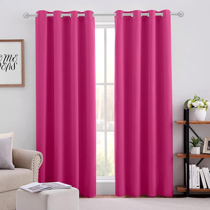 HOMEIDEAS Raspberry Blackout Curtains, Hot Pink Curtains by HOMEIDEAS