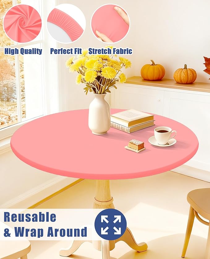 Round Spandex Tablecloth, Elastic Fitted Waterproof Tablecloths - Image 5
