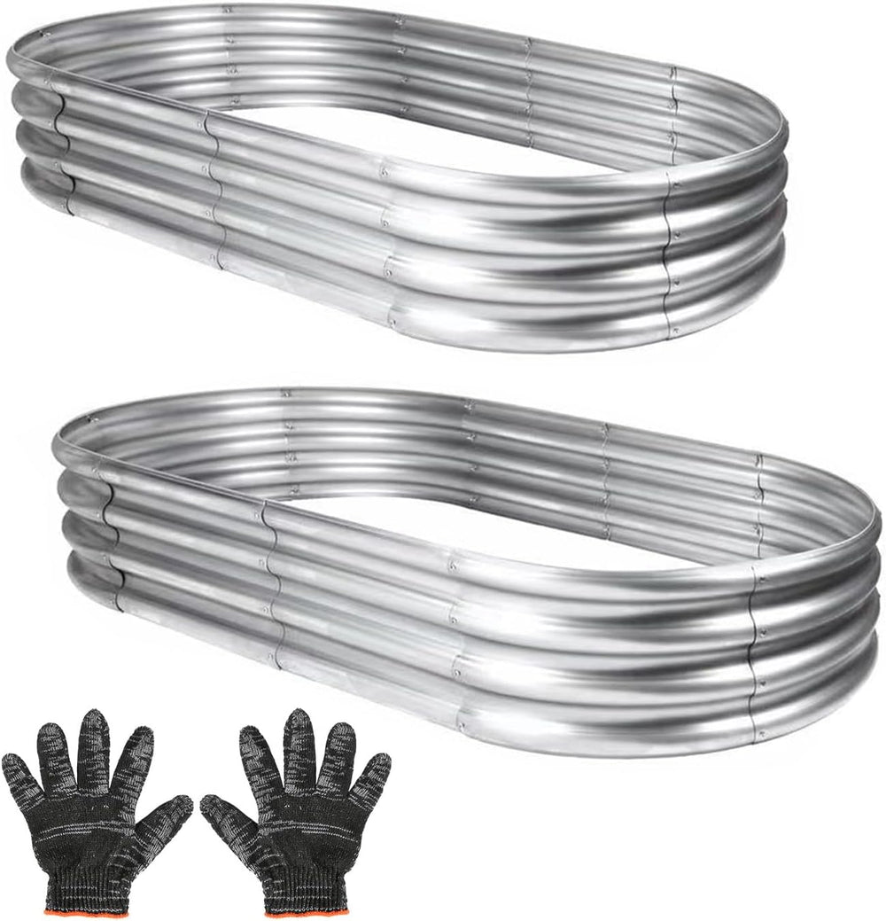 Galvanized Garden Bed Kit for Vegetables/Herbs/Flowers, Outdoor Raised Plante...