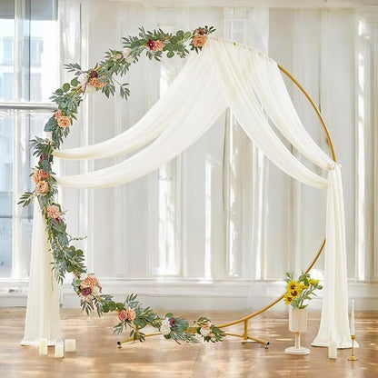 MDS Halloween Chiffon Draping Fabric - 2 Panel, 30" Wide x 30ft Long - Sheer Spooky Arbor & Canopy Drapery for Haunted House Backdrops, Party Ceilings, DIY Costumes & Themed Events - Ivory (Pack of 2)