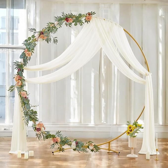 MDS Halloween Chiffon Draping Fabric - 2 Panel, 30" Wide x 40ft Long - Sheer Spooky Arbor & Canopy Drapery for Haunted House Backdrops, Party Ceilings, DIY Costumes & Themed Events - Ivory (Pack of 2)
