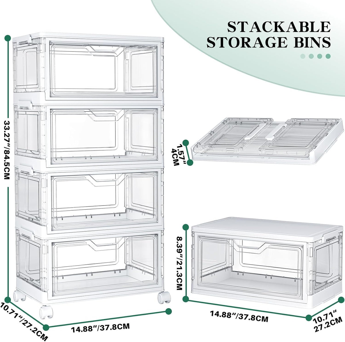 kmiectse clear storage bins with lids - 4 shown in use
